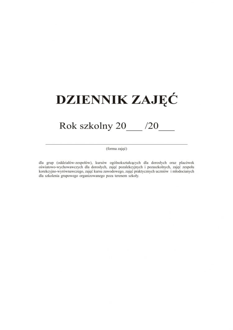 Dziennik zajęć pozalekcyjnych