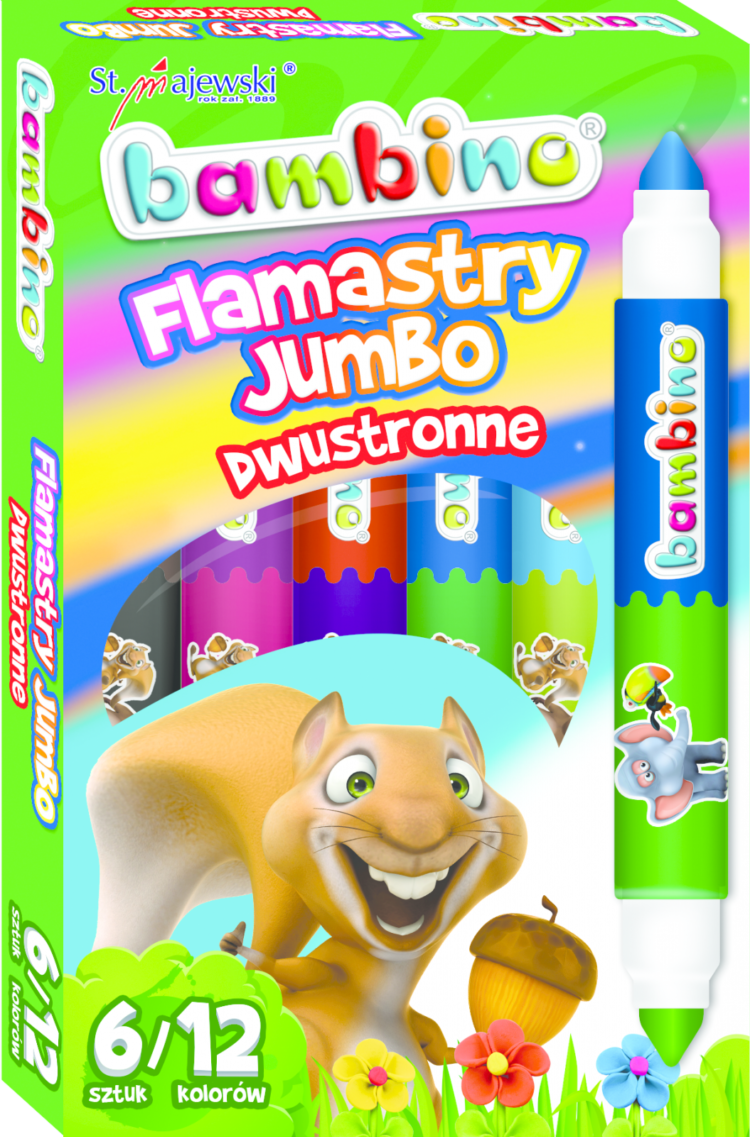 Flamastry dwustronne Jumbo Bambino (12 kolorów)