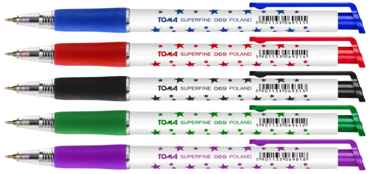 TOMA- długopisy automatyczne SUPERFINE w gwiazdki