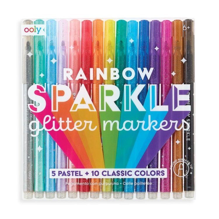 Flamastry z Brokatem, Rainbow Sparkle Glitter Markers (130-063)