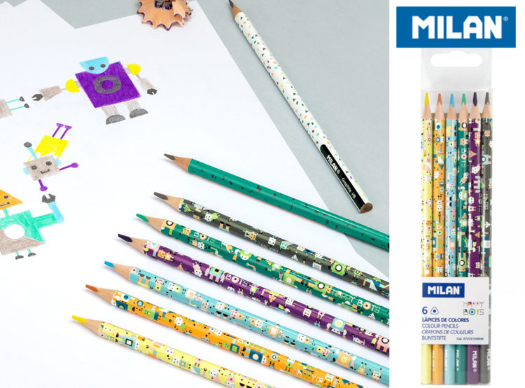 Kredki trójkątne HAPPY BOTS 6 kolorów