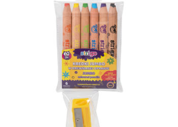 STRIGO – KREDKI JUMBO W DREWNIANEJ OPRAWIE  GRAFIT 8 MM 6 SZT. + TEMPERÓWKA