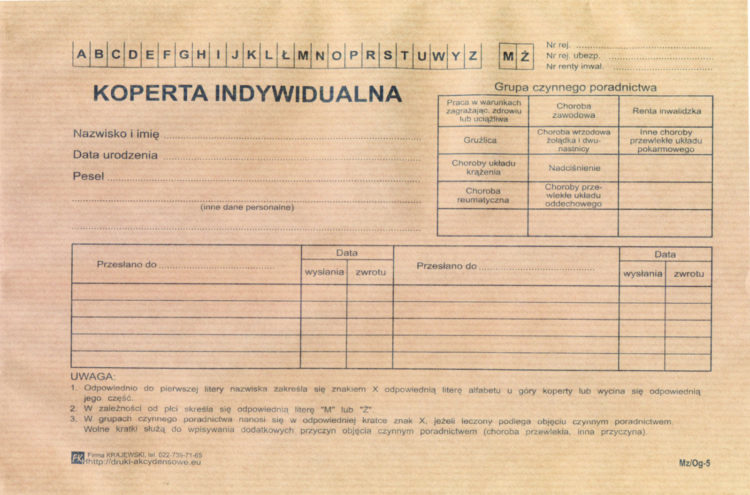KOPERTY NA DOKUMENTACJĘ MEDYCZNĄ