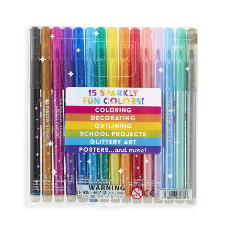 Flamastry z Brokatem, Rainbow Sparkle Glitter Markers