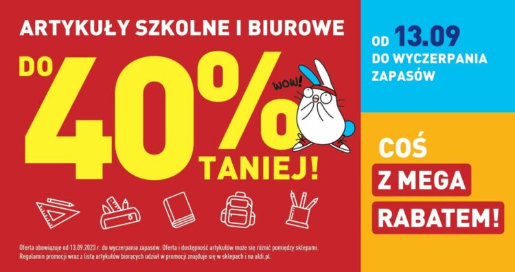 Artykuły szkolne i biurowe 40% taniej w ALDI